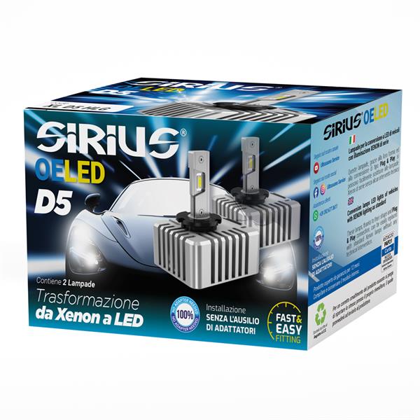 KIT HEADLIGHT LED SIRIUS D5 12V 6000K CON 6 BIG CHIP LED