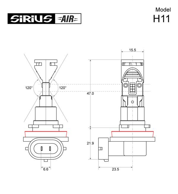 KIT HEADLIGHT LED SIRIUS H11 12V 6500K CON VENTOLA