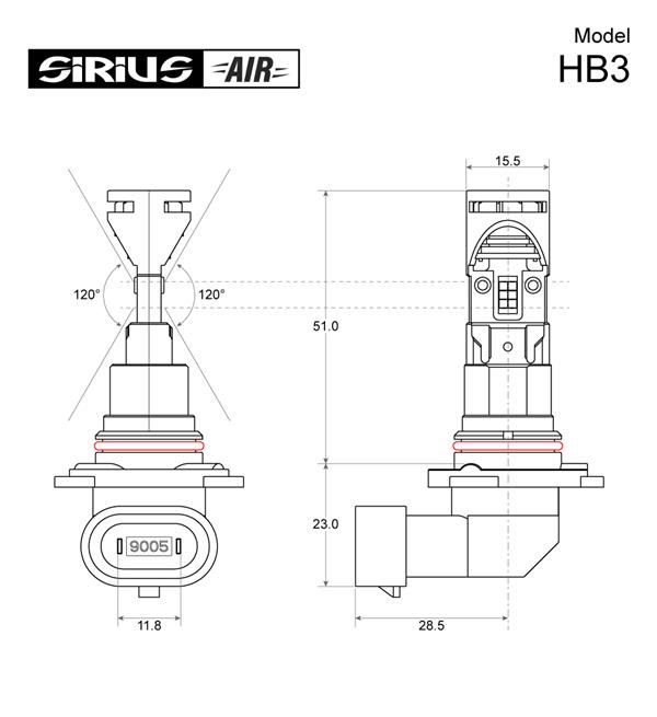 KIT HEADLIGHT LED SIRIUS HB3 12V 6500K CON VENTOLA