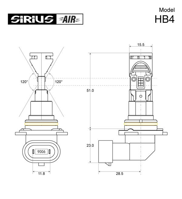 KIT HEADLIGHT LED SIRIUS HB4 12V 6500K CON VENTOLA