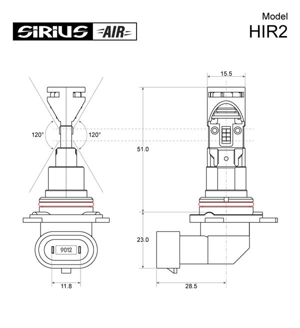 KIT HEADLIGHT LED SIRIUS HIR2 12V 6500K CON VENTOLA